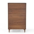 thumbnail image 2 of Farmhouse Rustic Walnut Mid Century 5 Drawer Chest, 2 of 5