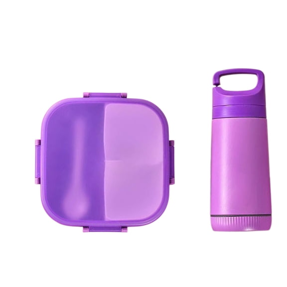 chaungfeng 2 Pack Set Bento Boxand Water Bottle, Bento Lunch Box with 3 Compartments and Utensils, Leak-Proof, Microwave/Dishwasher Safe, BPA-Free Lunch Containers