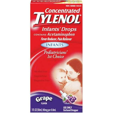 Tylenol Infants' Cherry Concentrated Oral Suspension Liquid Drops, 80 mg, 1 Fl. Oz.
