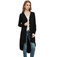 thumbnail image 4 of Women's Long Sleeve Button Down Knit Ribbed Sweater Duster Cardigan with Pockets, 4 of 5
