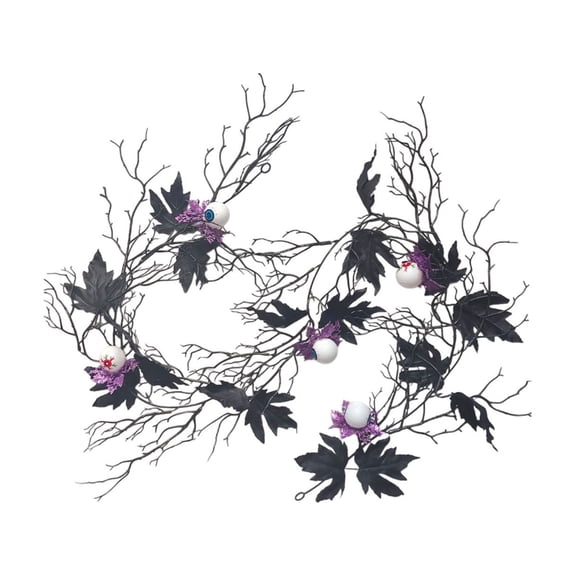 Halloween Black Maple Leaf Eyeball Vines Artificial Imitation Home Decoration Outdoor Hanging Gothic Cane 175Cm Spooky Foliage