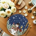 thumbnail image 3 of Christmas Round Placemats Set of 4 Navy Blue Snowman Place Mats Washable Woven Placemat Snowflake Bird Deer Pine Tree Forest Circle Braided Table Mat for Kitchen Dining Table Party Home Decor 15 Inch, 3 of 8