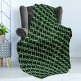 thumbnail image 4 of Geometric Soft Flannel Fleece Throw Blanket, Checkered Pattern in Dark Green Tones and Abstract Rings Lattice Grid Design, Cozy Plush for Indoor and Outdoor Use, 50" x 60", Multicolor, by Ambesonne, 4 of 5