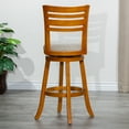 thumbnail image 3 of Cfowner 30" Bar Height Slat Back Swivel Stool, Natural Finish, Beige Fabric Seat, 3 of 5