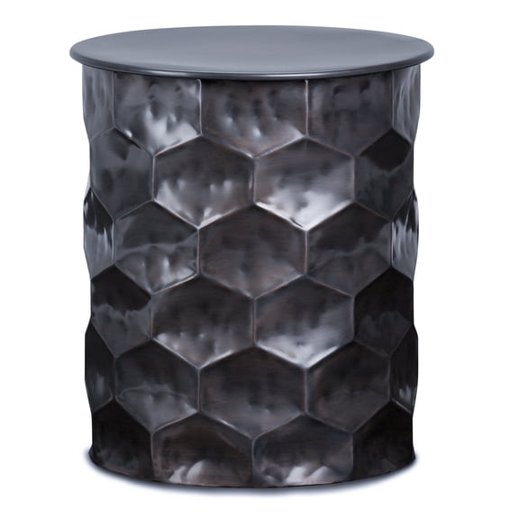 Simpli Home Whitney 17 inch Wide Industrial Metal Storage Side Table in Antique Bronze, Fully Assembled