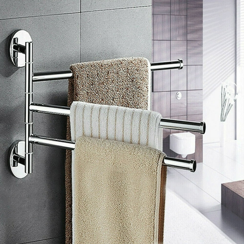 2/3/4 Rack Towel Rotating Bathroom Kitchen Wall Mount Towel Storage