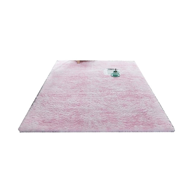Alfombra de dormitorio ultra suave y esponjosa ovalada Alfombra de felpa de felpa - Polvo ligero teñido anudado