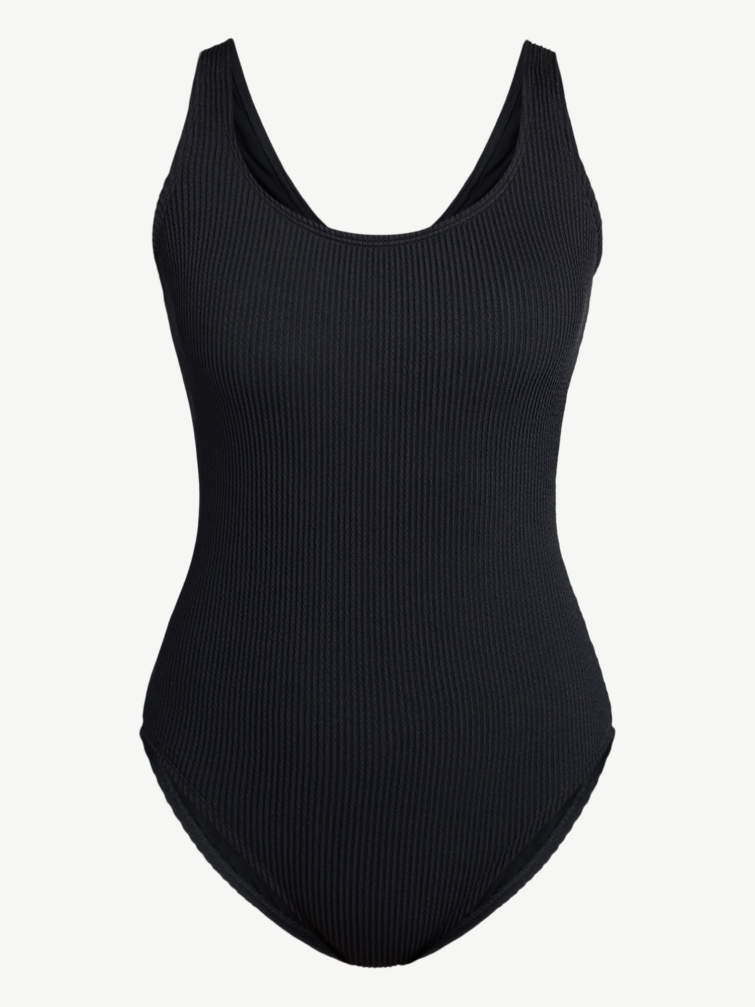 Time and Tru Women's Crinkle Scoop Neck One Piece Swimsuit, Sizes XS-3X