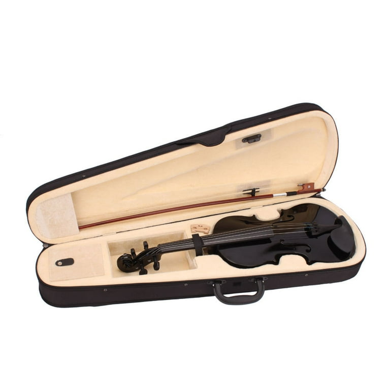 NEW ARRIVAL 4/4 Black Electric Acoustic Violin + Case Bow Rosin