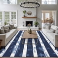 thumbnail image 3 of Nautical Striped Area Rugs 6'x9', Washable Small Throw Rugs for Kitchen Dining room, Summer Coastal Ocean Navy Blue White Indoor Outdoor Rug Non-Slip Low Pile Carpet Runner Reversible Floor Mats, 3 of 8