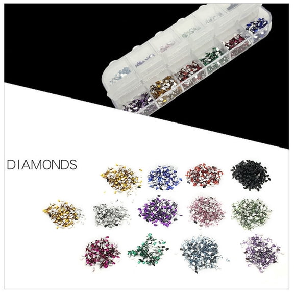 Nail Accessories Rhinestone Art Set for Women and Girls Fashionable 12-Colours Nail Design Kit