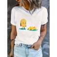 thumbnail image 1 of Women'S Casual Crew Neck T-Shirt with Creative Potato & French Fries Print, Fashionable Short Sleeve Top, Polyester 95% Spandex 5%, Medium Stretch, All Season Wear, 1 of 6
