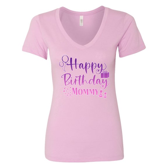 Inktastic Purple Happy Birthday Mommy Women's V-Neck T-Shirt