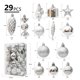 thumbnail image 3 of Bolas de adornos navideños con lazo para colgar, perfectas para fiestas (plata, 29 piezas), 3 of 7
