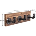 thumbnail image 2 of MyGift 3-Hook Wall Mounted Burnt Wood Coat Hooks, Industrial Style, 2 of 6