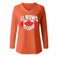 thumbnail image 3 of MHFRRA Camiseta Informal de Manga Larga con Cuello En V y Estampado Canadiense para Mujer Naranja, 3 of 4