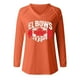 thumbnail image 3 of MHFRRA Camiseta Informal de Manga Larga con Cuello En V y Estampado Canadiense para Mujer Naranja, 3 of 4