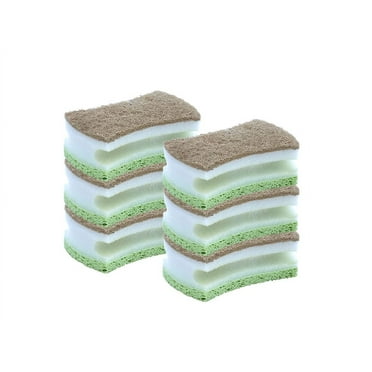 Superio Natural Sisal Cellulose Scrub Sponge with Grip, Dual Sided (6 Pack)