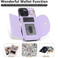 thumbnail image 7 of for iPhone 16e Wallet Case with Card Holder Women Men, Flip PU Leather Kickstand Shockproof Protective Phone Cover Magnetic Clasp 360 Rotation Ring Stand for iPhone 16e, Purple, 7 of 7