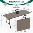 thumbnail image 4 of 6ft Folding Table - Heavy Duty Fold-in-Half Plastic Table, Portable Utility Tables with Steel Legs for Events, Camping, Indoor & Outdoor Use (Khaki), 4 of 4