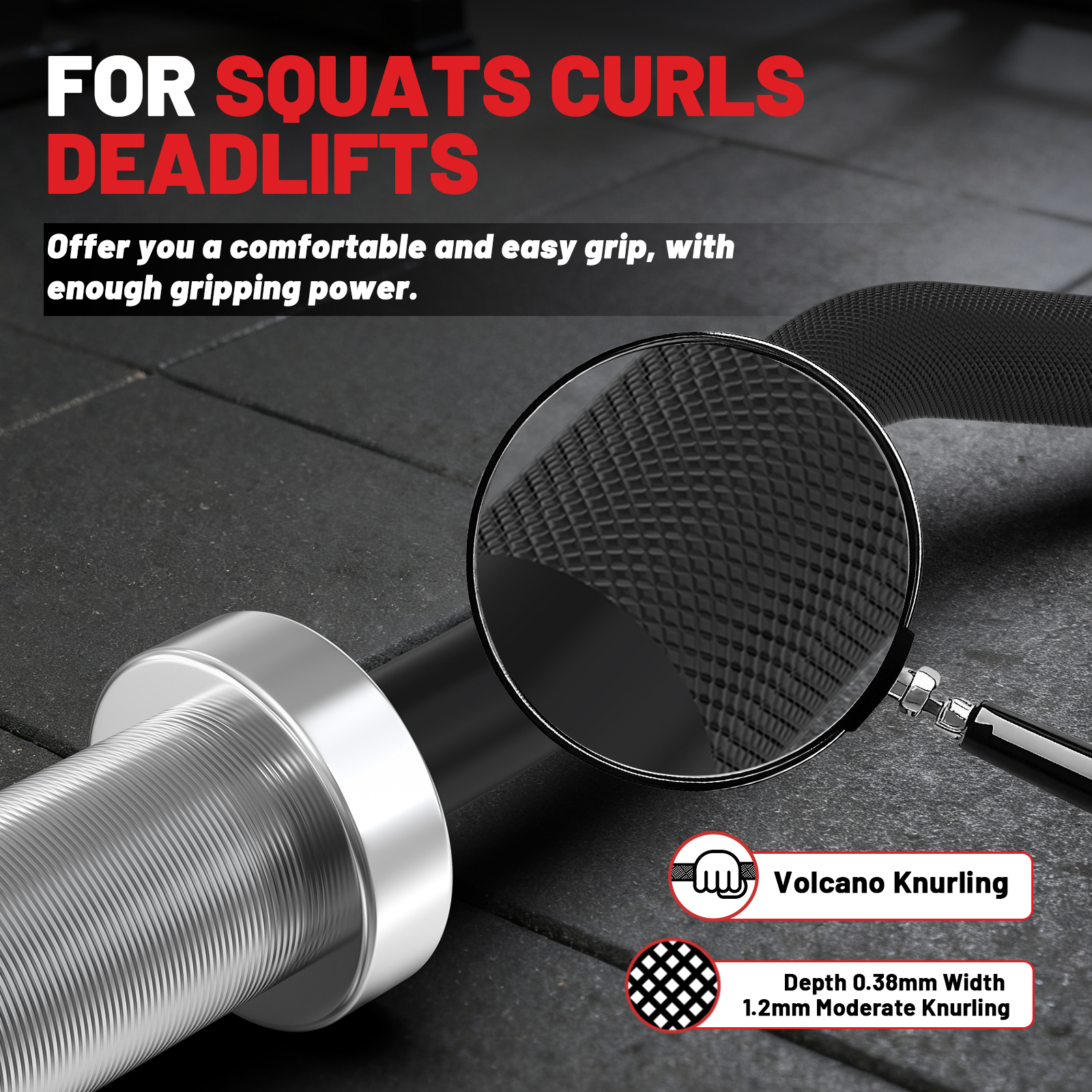 ROALW EZ Curl Bar, 47-Inch Olympic Barbell for Bicep & Tricep Workouts - 500 LB Capacity, Compatible with 2-Inch Weight Plates, Ideal for Home Gym Strength Training, Black Silver