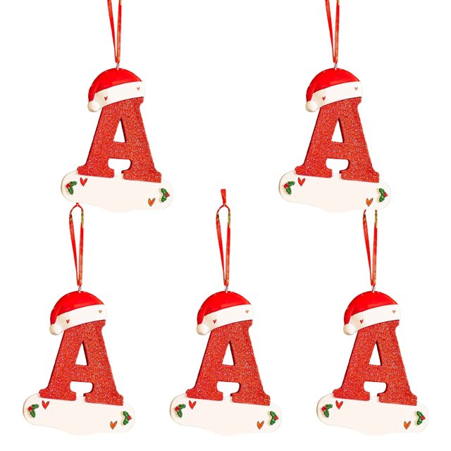 Agiferg Noël Petit Chapeau Rouge Lettre Pendentif DIY Nom Inscriptible 26 Lettre Pendentif 5PCS