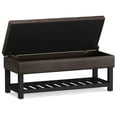 thumbnail image 3 of Simpli Home Cosmopolitan 44 inch WideTransitional Rectangle Storage Ottoman Bench with Open Bottom in Distressed Brown Faux Leather, 3 of 12