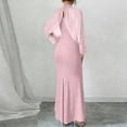 thumbnail image 4 of CIENVNSTG Women Long Dress Embroidered Stand Collar Stretch Slim Maxi Gown Female Autumn Party Sheath Dresses Pink L, 4 of 4