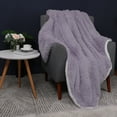 thumbnail image 2 of PiccoCasa Faux Fur Blanket Soft Warm Reversible Shaggy  Thistle Queen/230 x 230cm/90" x 90", 2 of 8