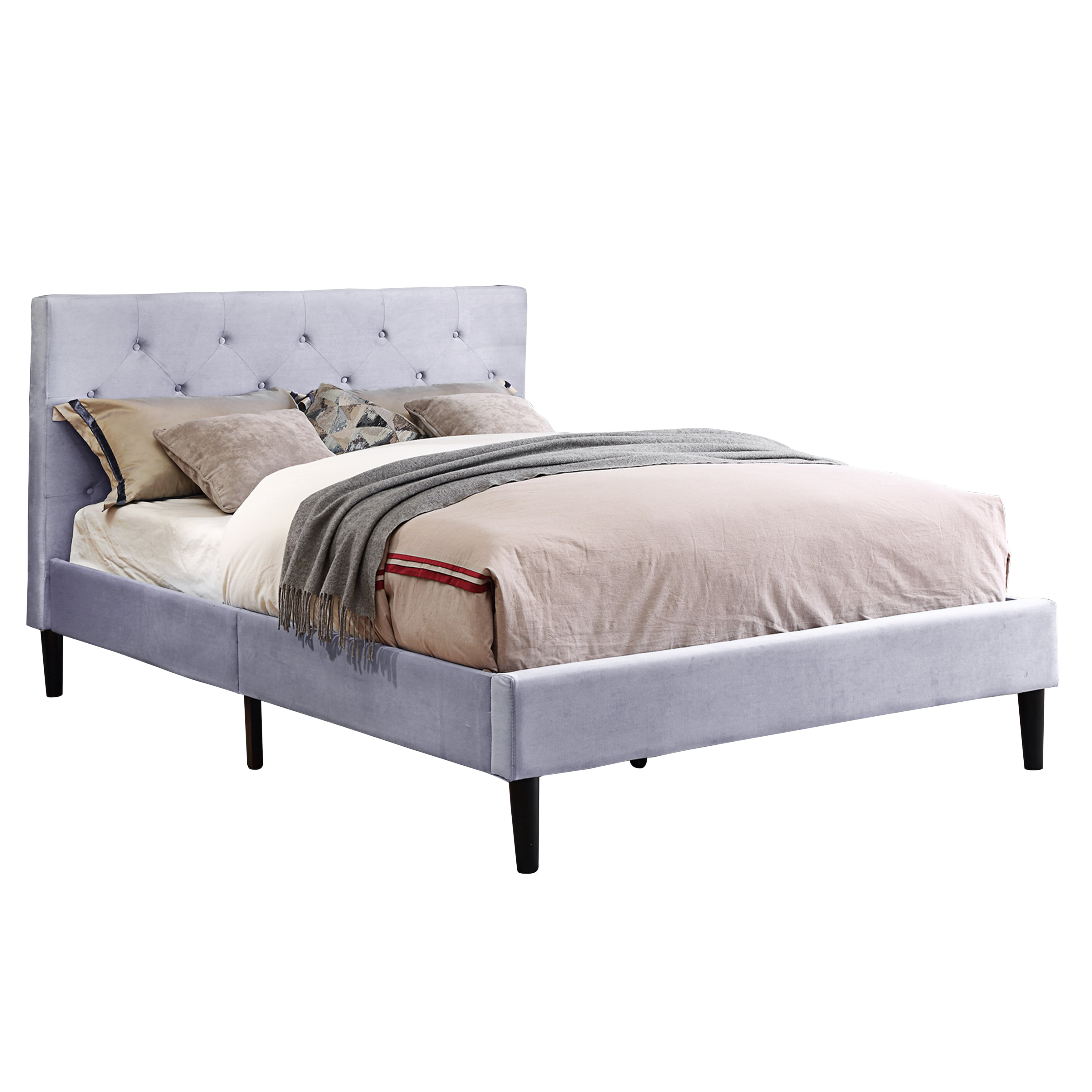 Furniture of America Frohm Mattress Ready Tufted Flannelette Light Fray Full Kids Bed