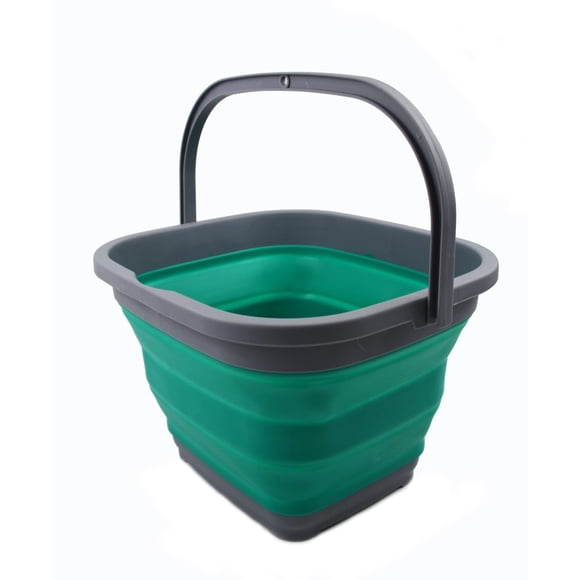 SAMMART 11L (2.9 Gallon) Collapsible Rectangular Handy Bucket (1, Dark Grey/Bluish-Green)
