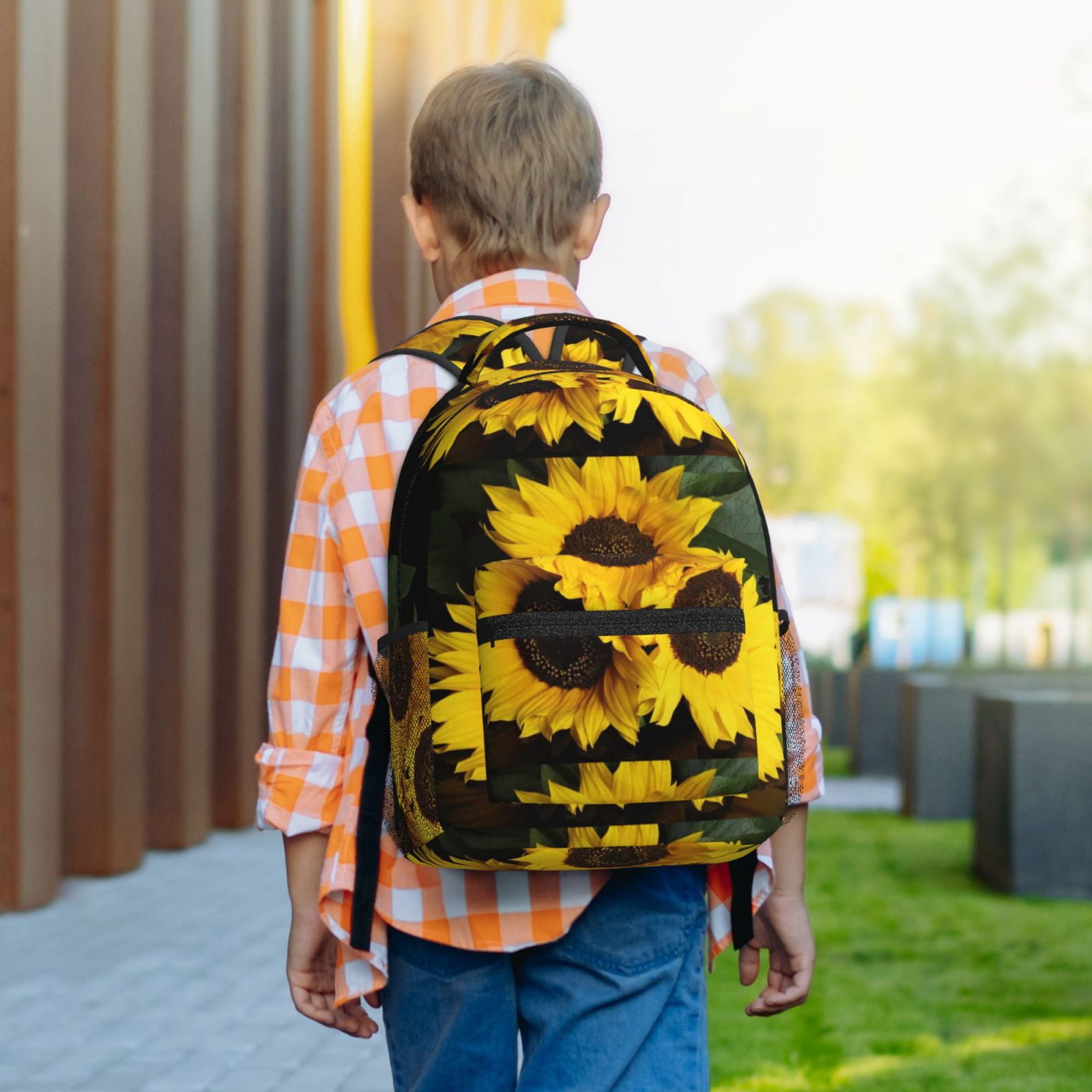 Rateoe Japanese Were Blossoming Pattern Durable Student Backpack Laptop Bag- Ergonomic Design, Waterproof Twill Fabric - Ideal for School, Travel, and Outdoor Activities