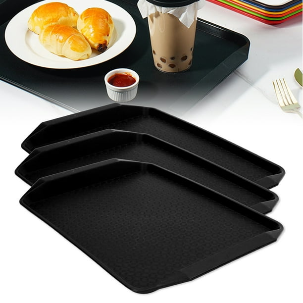 Bandeja de comida bandejas de cafetería 3PCS Bandeja de comida colorida Rectángulo Engrosado Binaural Bandeja de plástico Resistencia al calor Bandejas de cafetería apilables ANGGREK Otros