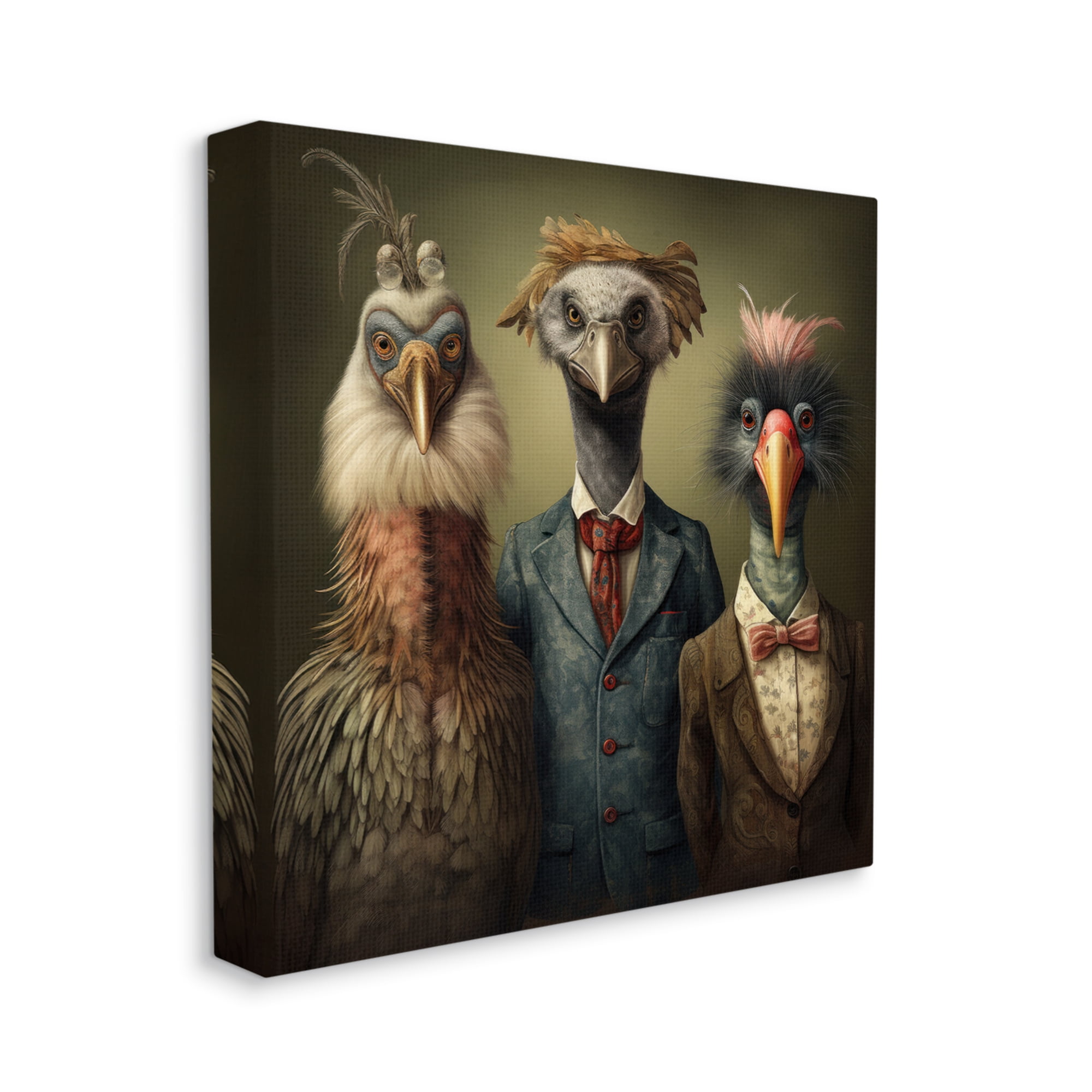 Stupell Industries Birds in Fancy Suits Animals & Insects Painting Gallery Wrapped Canvas Art Print Wall Art, 36 x 36