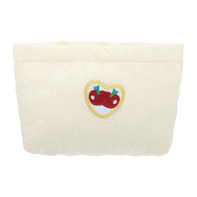 1 Pc Bolsa de Maquillaje en Forma de Corazón para Mujeres, Duradera, para Vacaciones, Camping, Gimnasio, Viajes, Beige, Amarillo, Poliéster