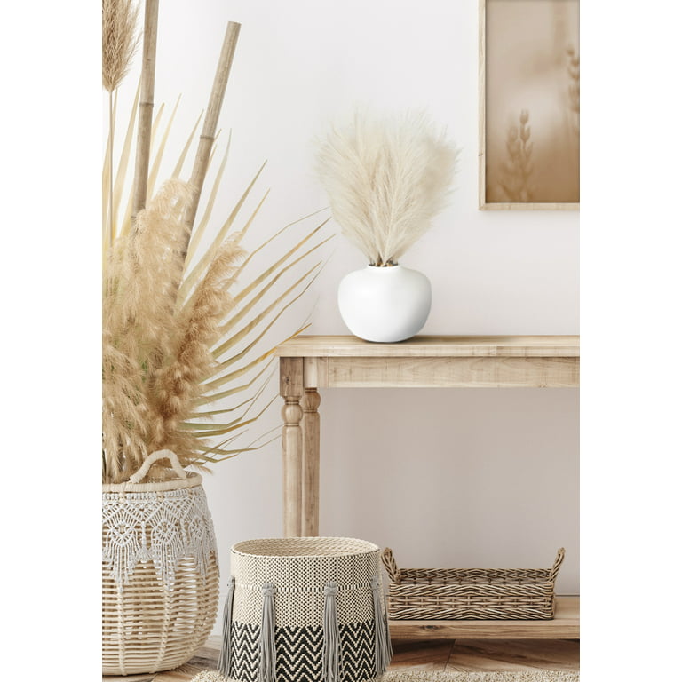 Better Homes & Gardens 14 Artificial Pampas in White Rounded Ceramic Vase  