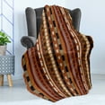thumbnail image 4 of Tribal Soft Flannel Fleece Throw Blanket, Pattern of Vertical Stripes with Vintage Abstract Details and Cultural Ornaments, Cozy Plush for Indoor and Outdoor Use, 50" x 70", Multicolor, by Ambesonne, 4 of 5