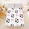 thumbnail image 5 of Erosebridal Cartoon Football Print Girls Bed Sheets,Kawaii Bows Cute Bow-Tie King Sheets For Kids 4 Pieces, 5 of 6