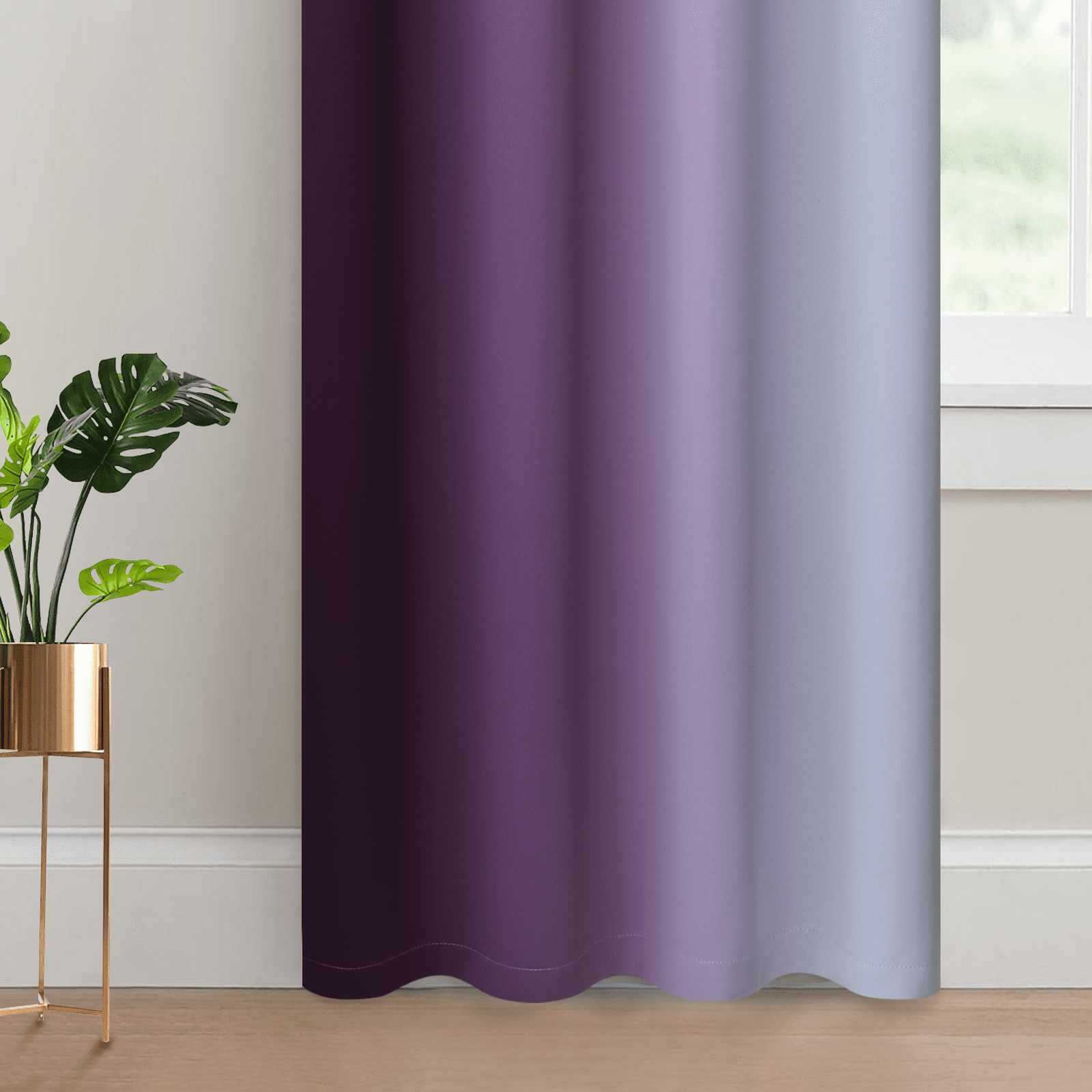 Yakamok Purple Curtain for Bedroom/Living Room Blackout,Ombre Curtains Grommet Light Blocking Room Darkening Window Drapes 2 Panels,52x84 inches