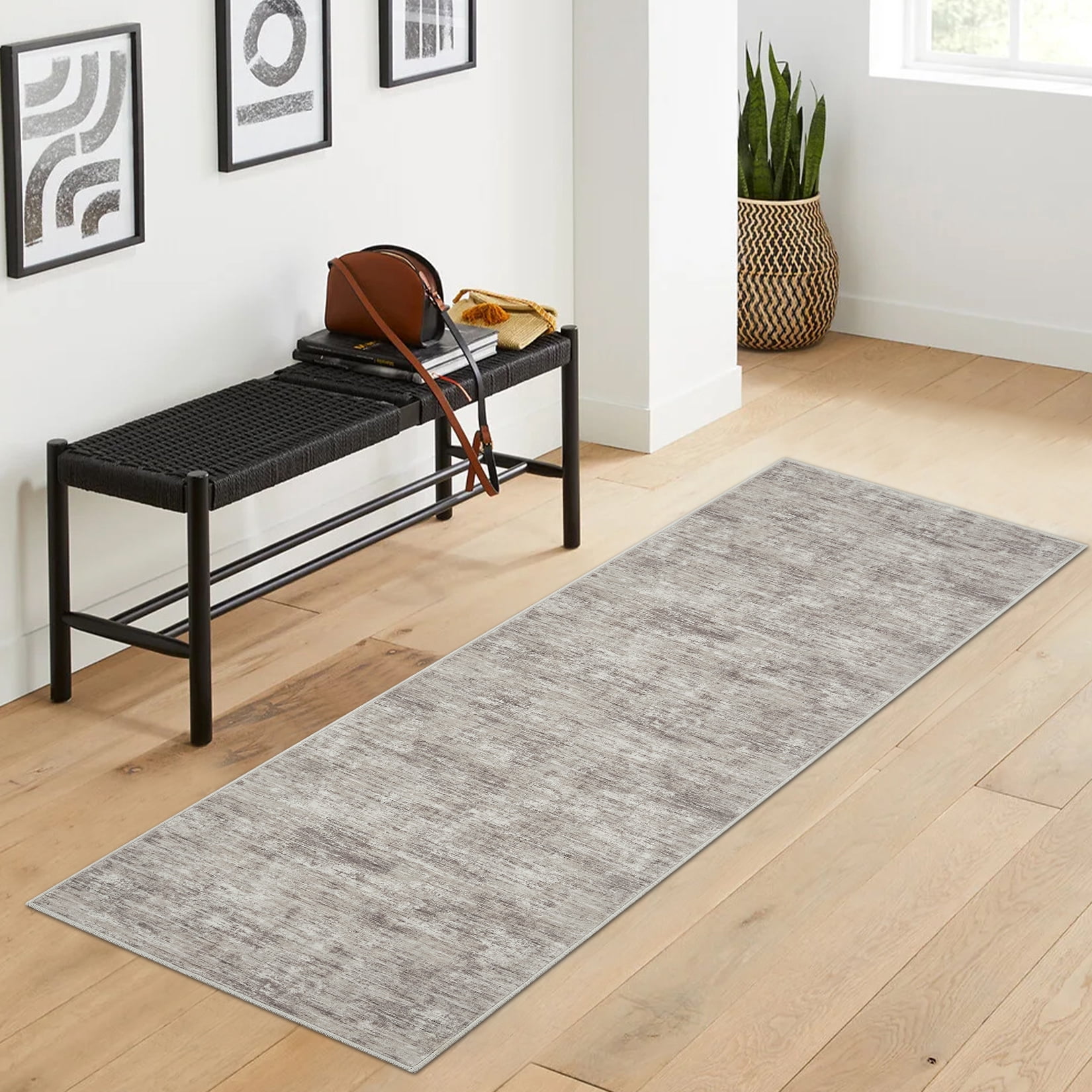 HOMERRY 2' x 6' Runner Solid Washable Rug for Enterway Hallway Non Slip Kitchen Indoor Home Decor, Camel