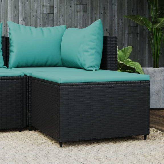 vidaXL Patio Furniture Outdoor Footstool Ottoman with Cushions Poly Rattan