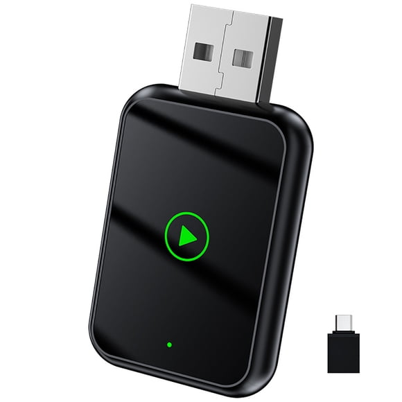 Crrynuo - Adaptador inalámbrico CarPlay y Android Auto - Adaptador 2 en 1 - Bluetooth 5.0 - Plug & Play - USB de 5 V - Marco metálico - Negro