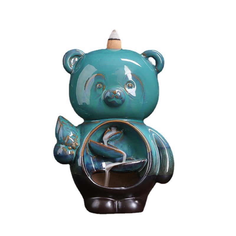 Creative Cute Bear Animal Backflow Incense Burner Smoke Waterfall Aromatherapy Censer Holder for Living Room,Office,Home,Teahouse Decoration