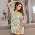 thumbnail image 3 of Vsdgher Motif Bohème Chemise de Nuit à Manches Courtes Col Rond Mignonne Robe de Nuit Confortable, 3 of 6