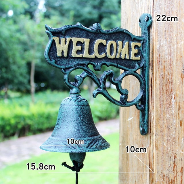 Campana de cena de hierro fundido para puerta de entrada al aire libre, porche, campana de bienvenida montable en la pared, estilo antiguo y Vintage para decoración del hogar