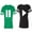 Men Green / Women Black, variant on Play Pause Unisex Couple Matching Cotton Jersey style T-Shirt Contrasting stripes on sleeves (Men Green / Women Black) (Men S / Women S)