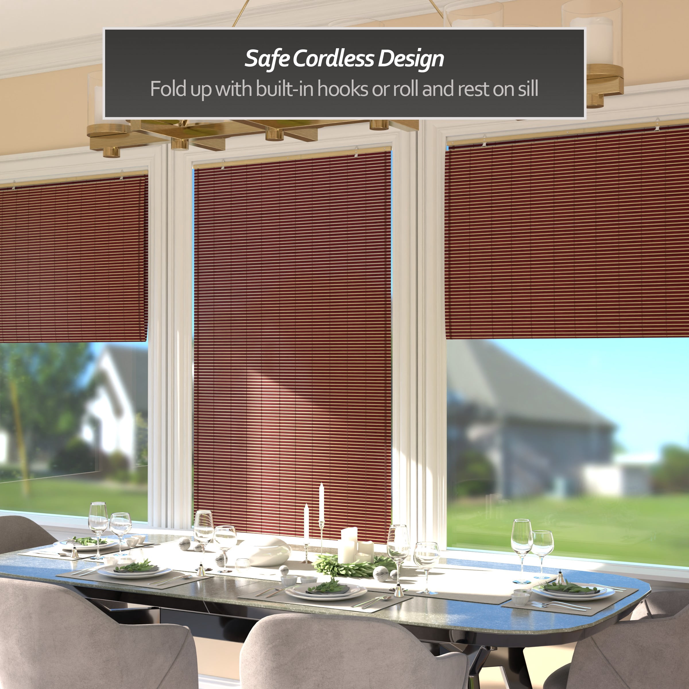 Red Lantern Bamboo Cordless Window Shade - Mahogany 36" W