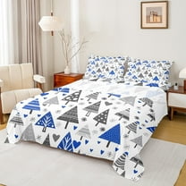 Manfei Kawaii Dots Tree Bed Sheets, Winter Christmas King Sheets, Love Heart Snowflake Sheet Set, Lightweight Room Decor, 4-Piece