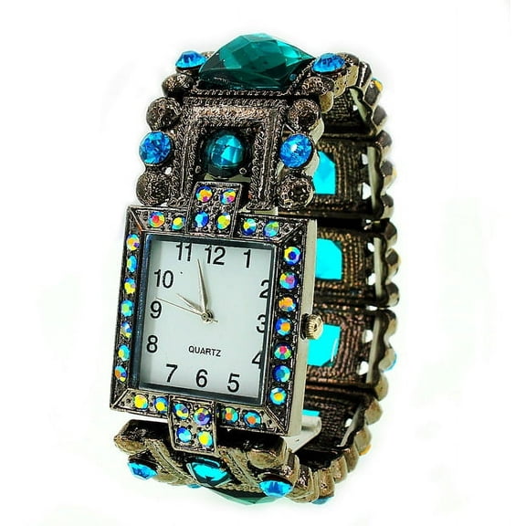 Bracelet Women's Quatz Watch - Rhinestones w/ Multi Beaded Stretchable Bracelet - Red - WT-KH11495BL