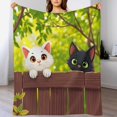 thumbnail image 3 of NIANHE Two Cute Cats on a Fence blanket, comfortable and soft, warm casual blanket, printed design, winter sofa dormitory home decoration, must-have travel product. Size is 50x60 inches., 3 of 7